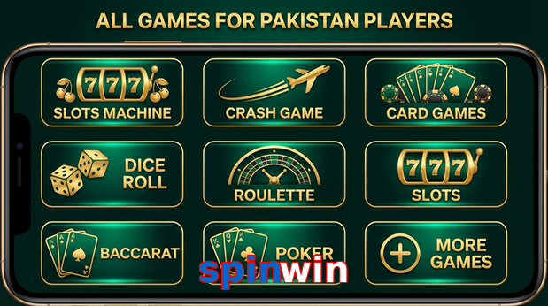 Main screen of Spinwin games page for PK players